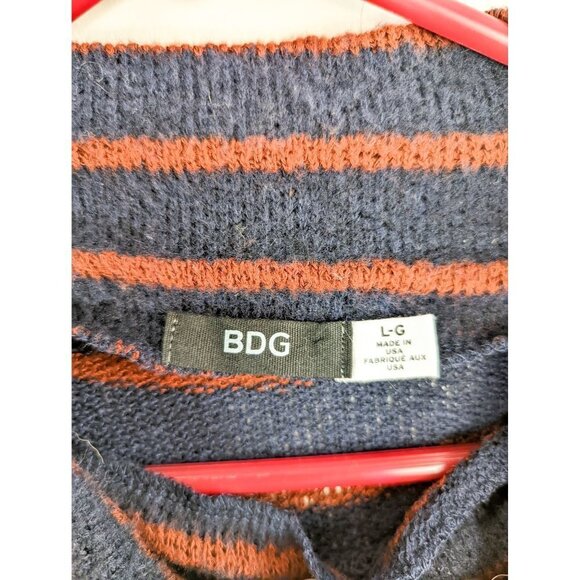 Urban Outfitters BDG Striped Mock Neck Sweater Large Blue Orange - Picture 8 of 8